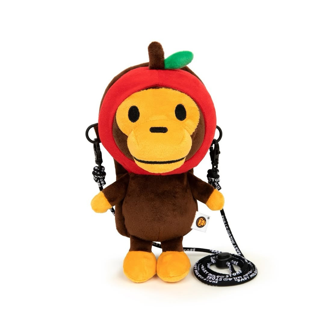 BAPE BABY MILO APPLE HOOD PLUSH MOBILE BAG - BROWN RED