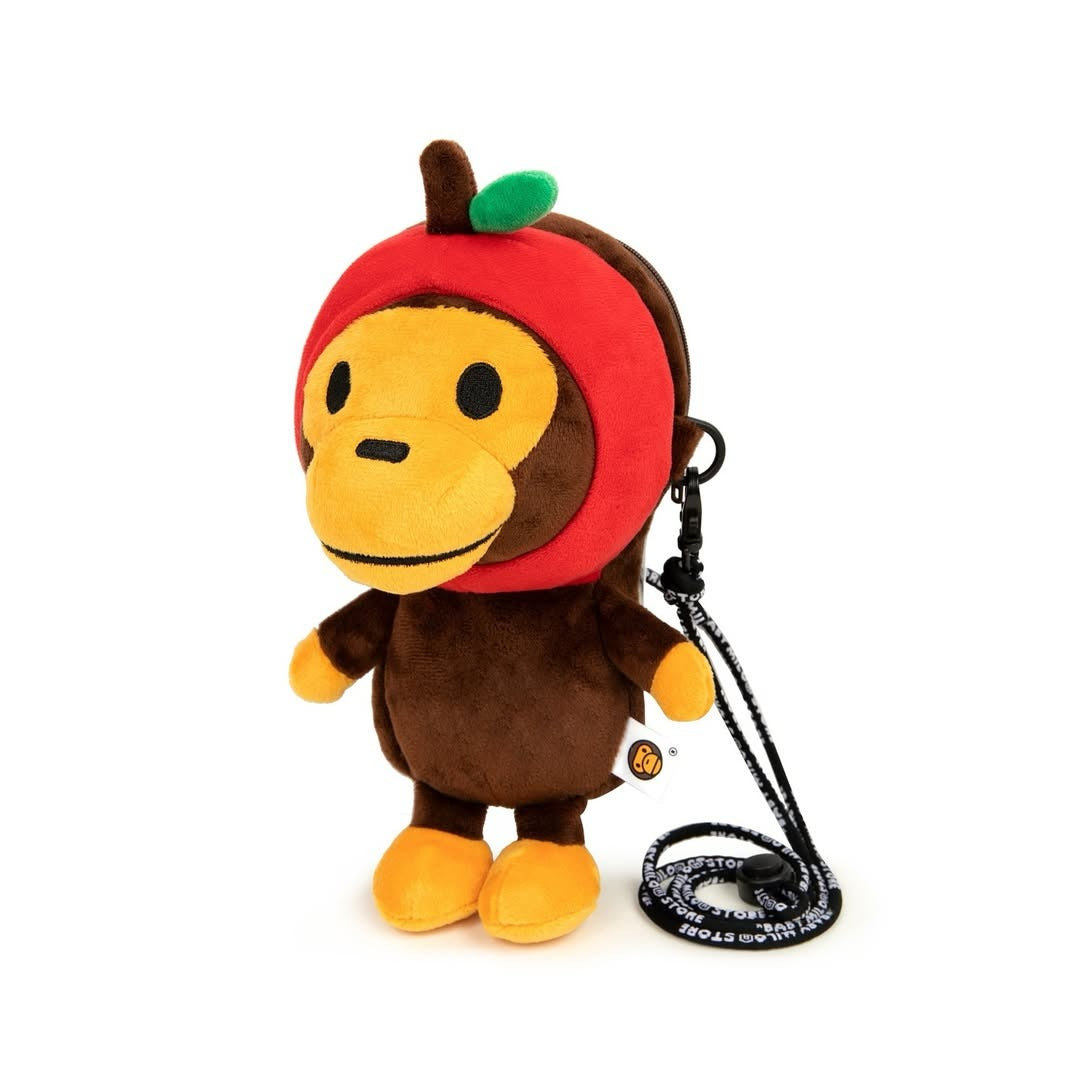 BAPE BABY MILO APPLE HOOD PLUSH MOBILE BAG - BROWN RED