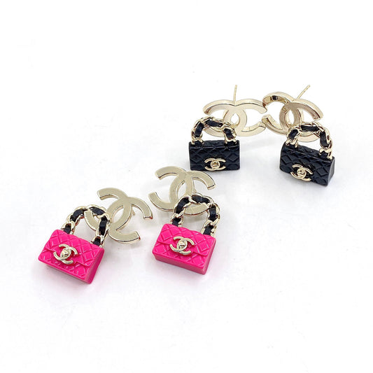 18K Chanel Bag Drop Earrings
