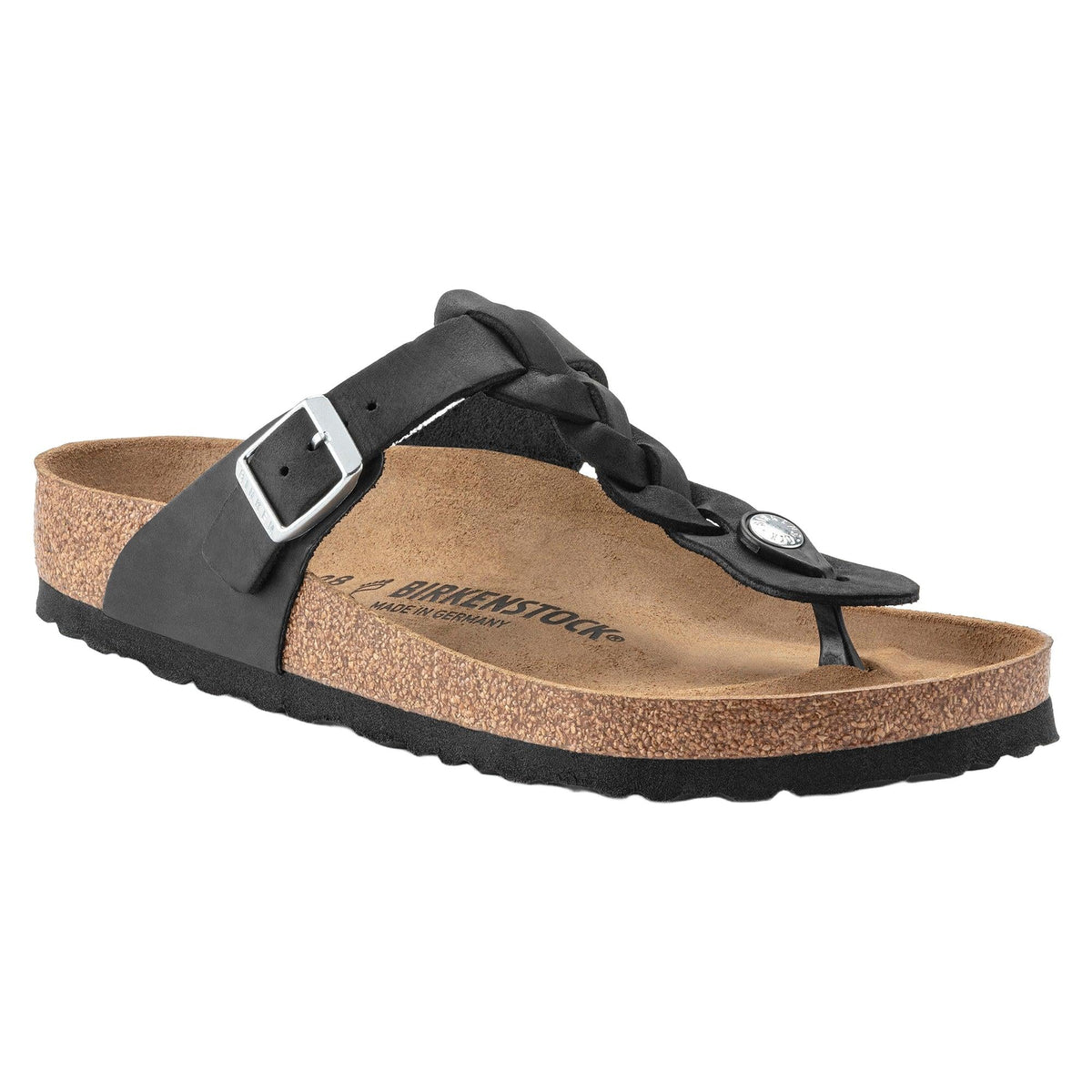 Birkenstock Gizeh Braid Oiled Leather Sandal in Black