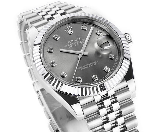 Rhodium Gray & Diamond 41MM Watch