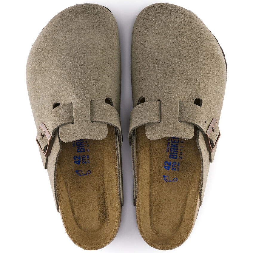 Birkenstock Boston Soft Footbed Suede Leather in Taupe