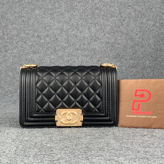 Chanel Boy Flap Diamond Quilted Small Bag Gold-Tone Black (2018)