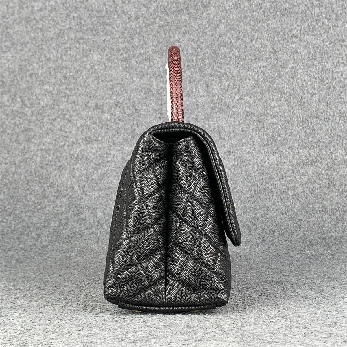 Chanel Caviar Lizard Quilted Small Coco Handle Flap