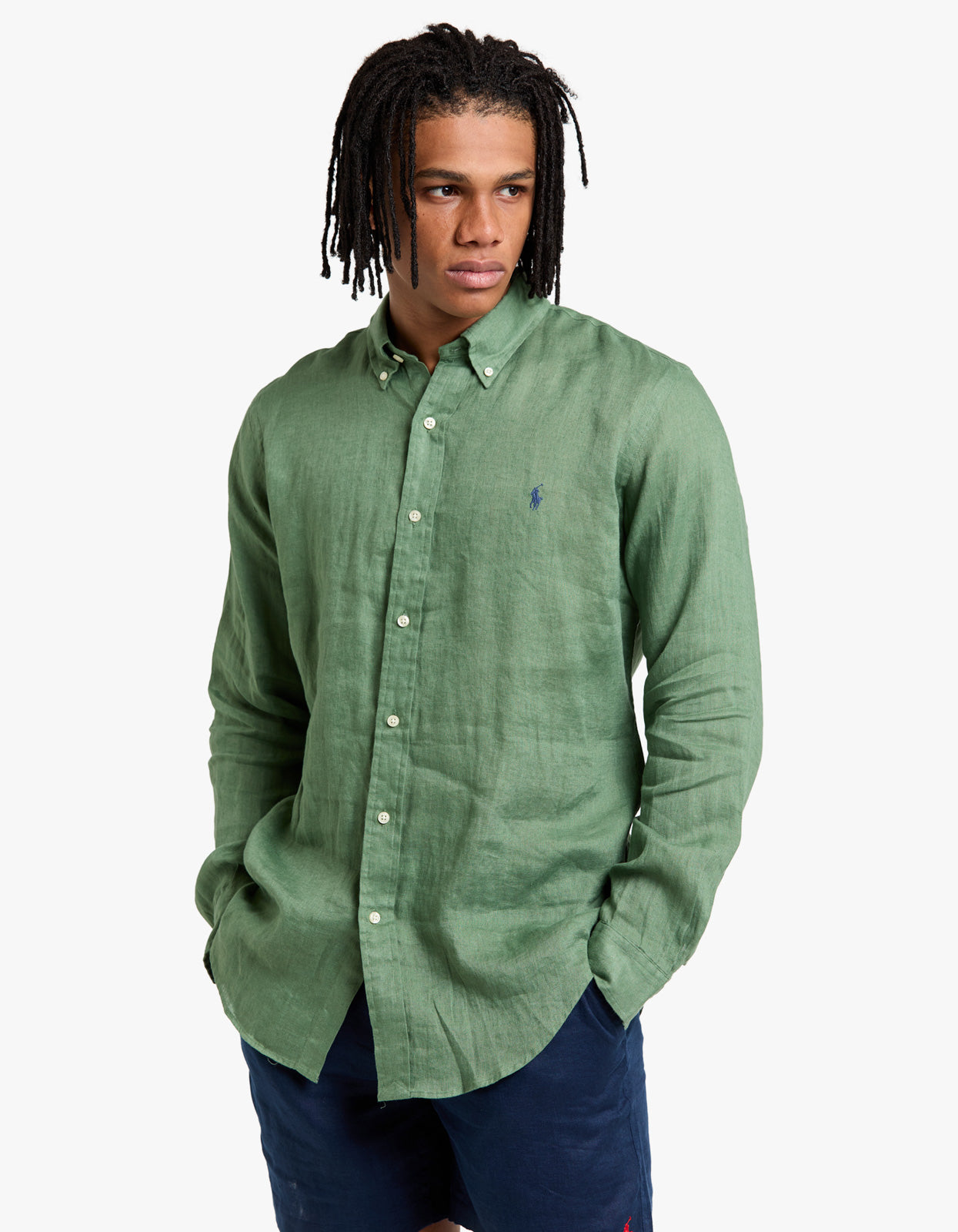 Custom Fit Linen Shirt - Fatigue