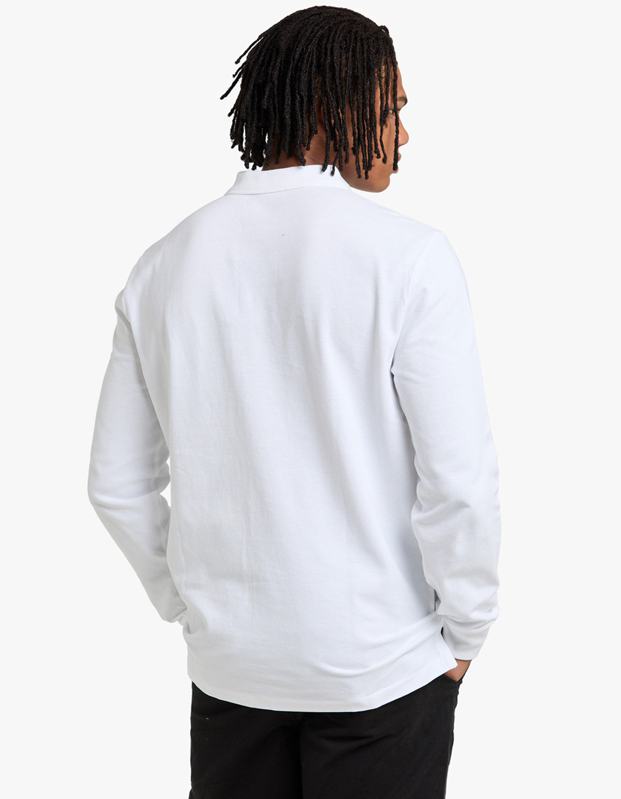 Custom Slim Fit Mesh L/S Polo Shirt - White