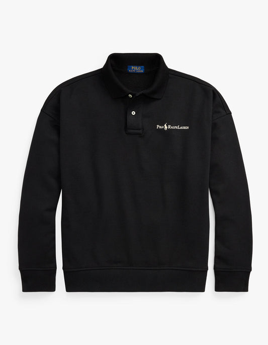 Relaxed Fit Logo Collared Sweatshirt - Polo Black