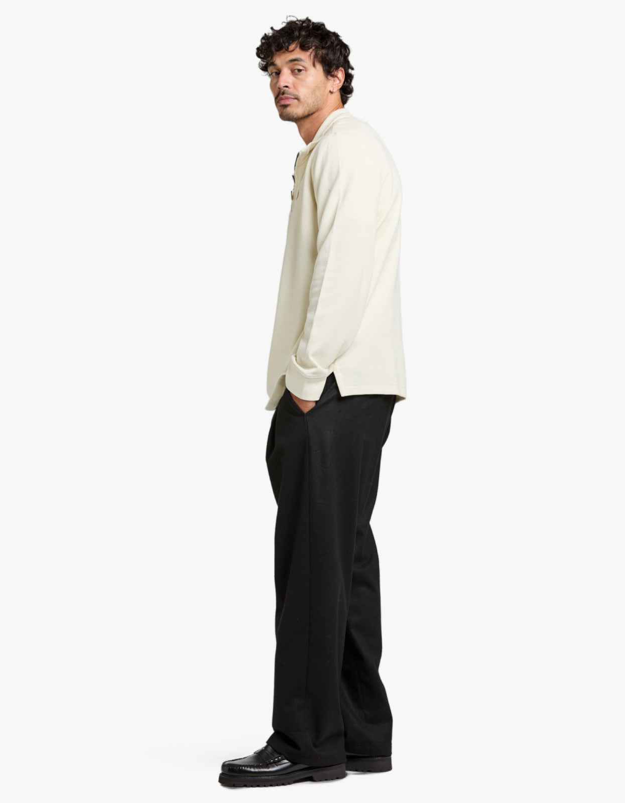 Estate Rib Quarter Zip Pullover - Parchment Cream