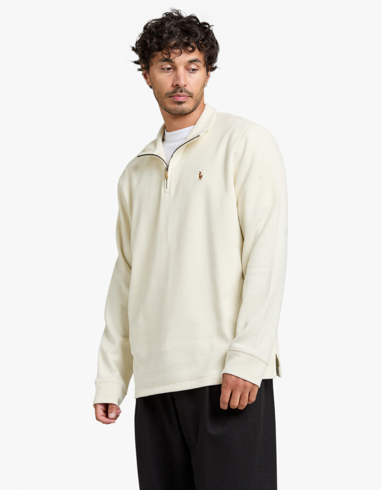 Estate Rib Quarter Zip Pullover - Parchment Cream