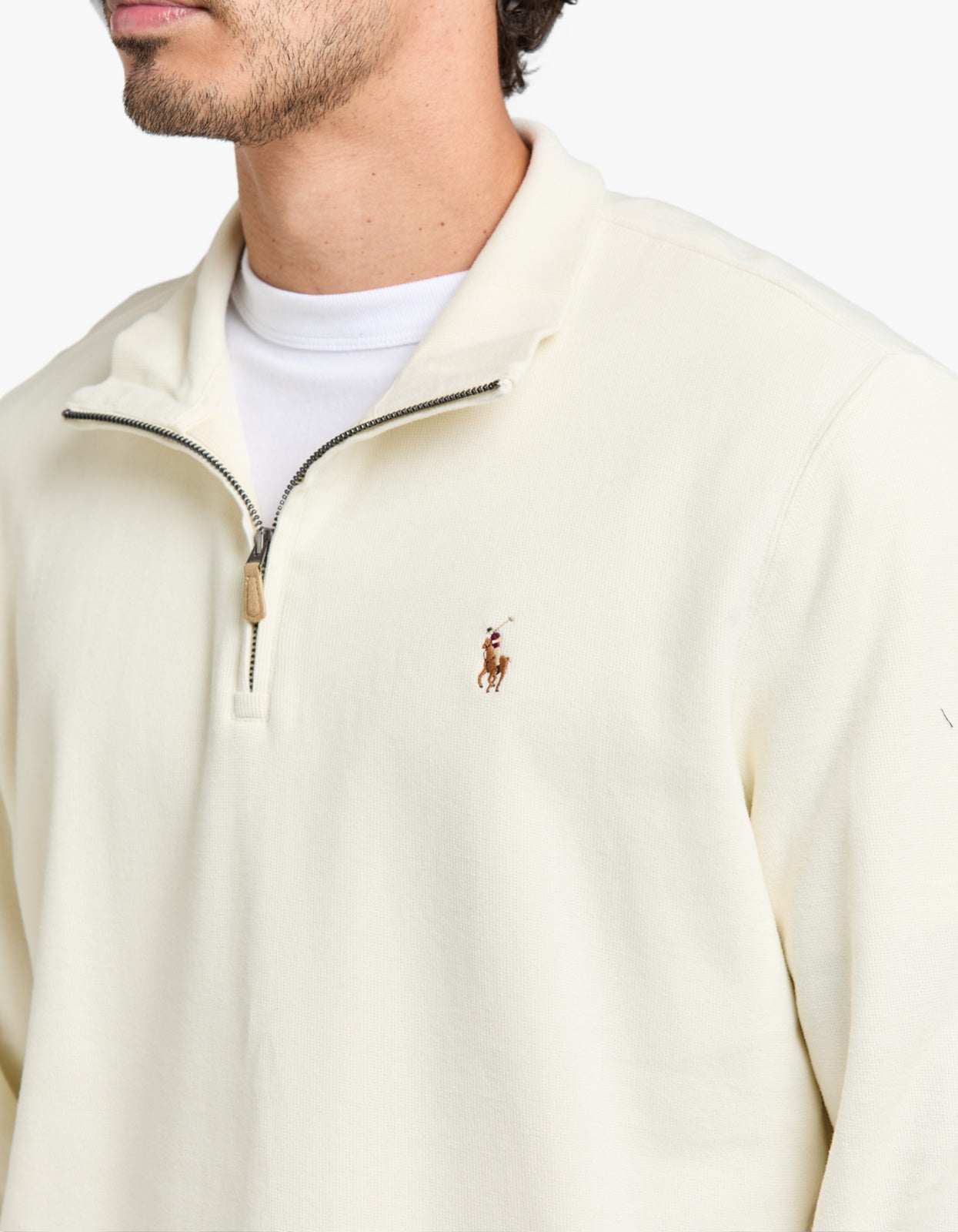 Estate Rib Quarter Zip Pullover - Parchment Cream