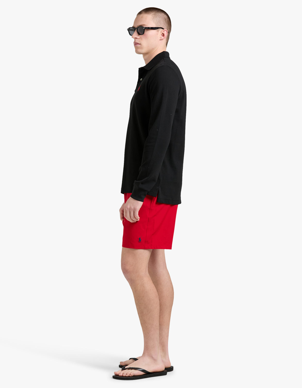 Custom Slim Fit Mesh L/S Polo Shirt - Polo Black/C3870