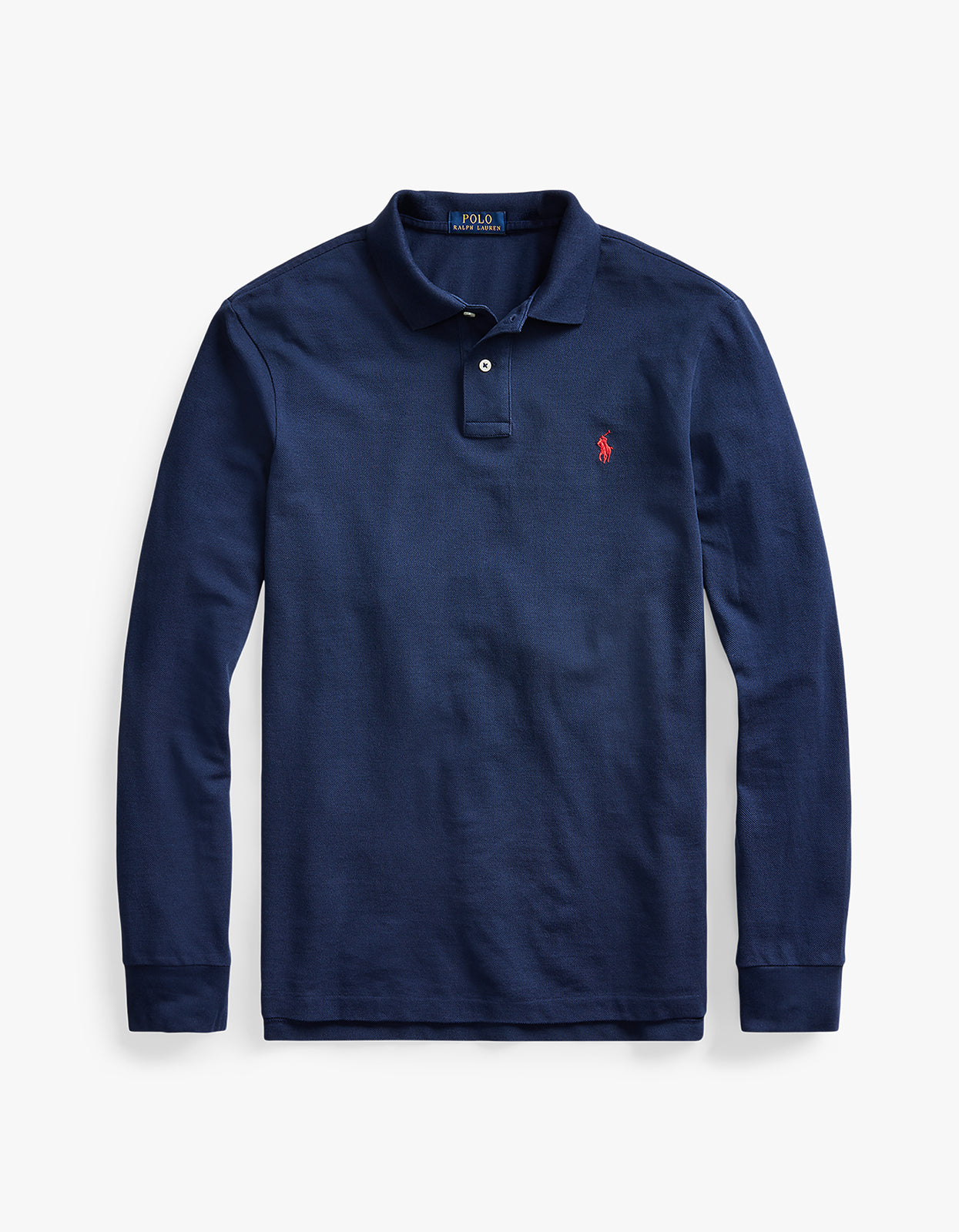 Custom Slim Fit Mesh L/S Polo Shirt - Newport Navy/C3870