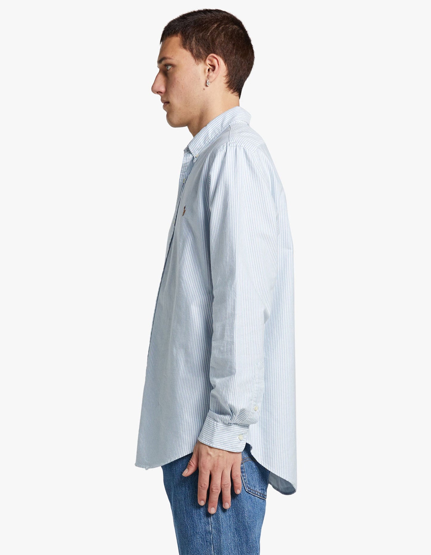 Custom Fit Oxford Shirt - Blue/White Stripe
