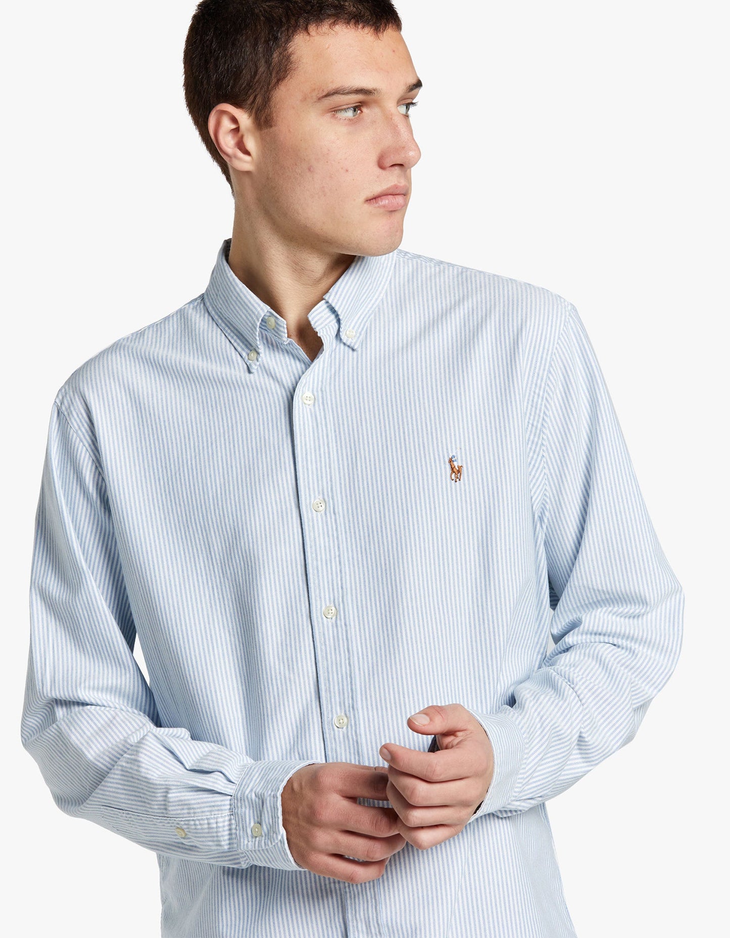 Custom Fit Oxford Shirt - Blue/White Stripe