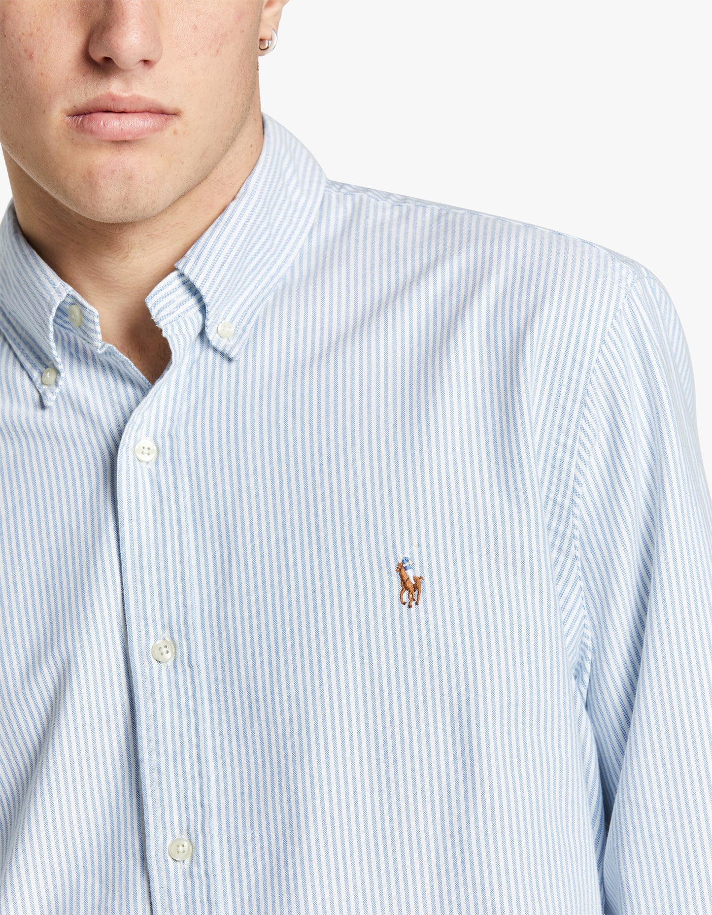 Custom Fit Oxford Shirt - Blue/White Stripe