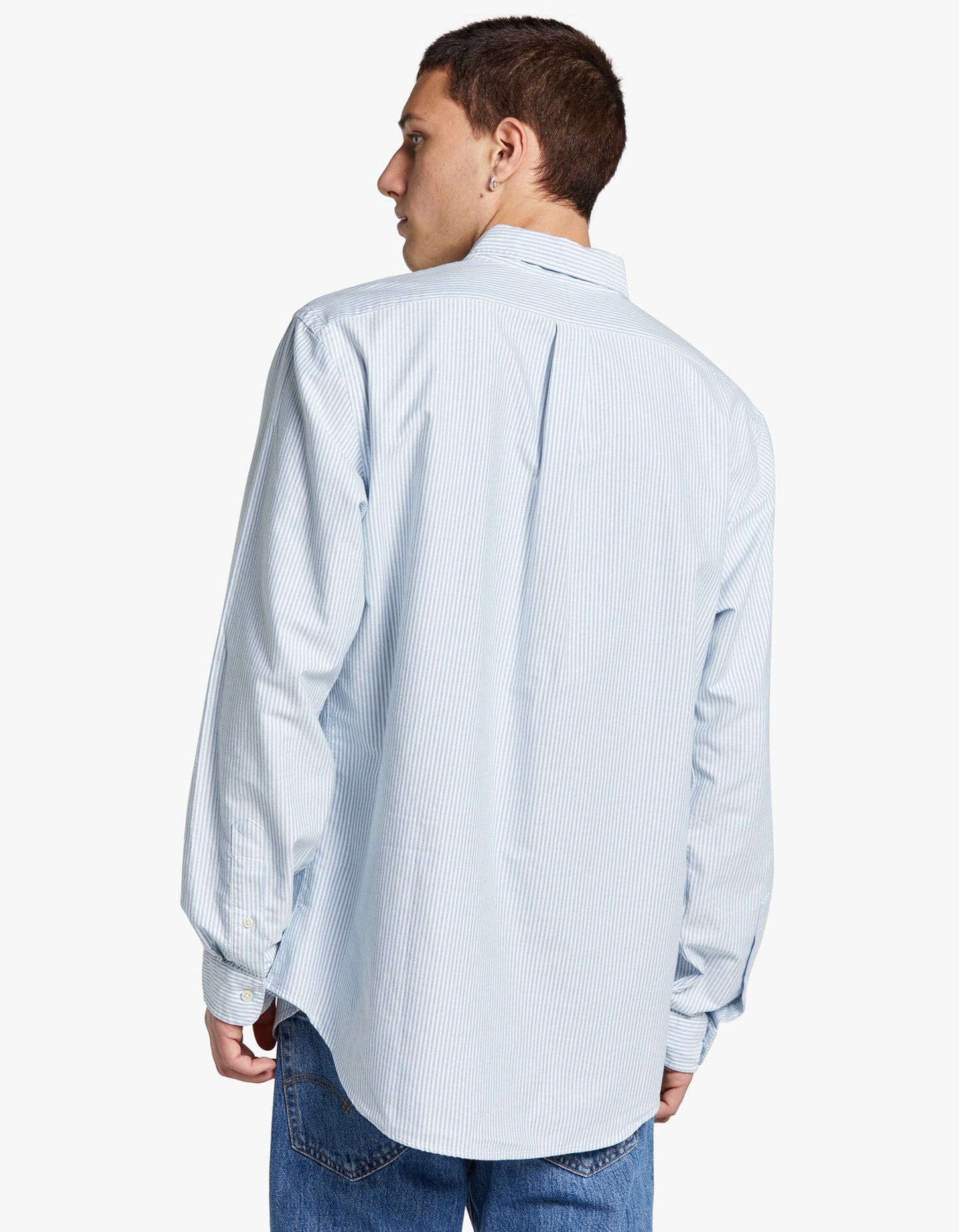 Custom Fit Oxford Shirt - Blue/White Stripe