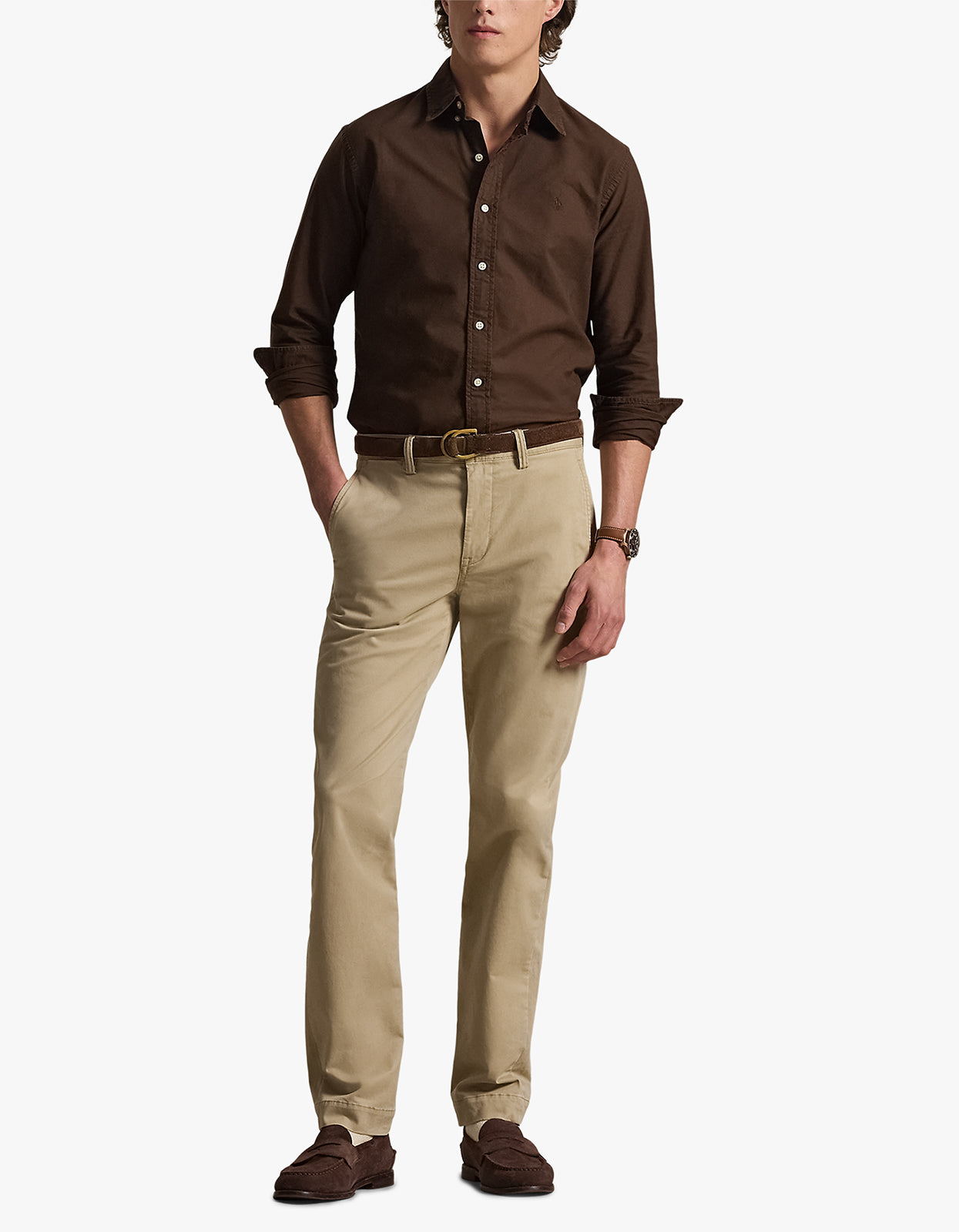 Custom Fit Garment Dyed Oxford Shirt - Nutmeg Brown