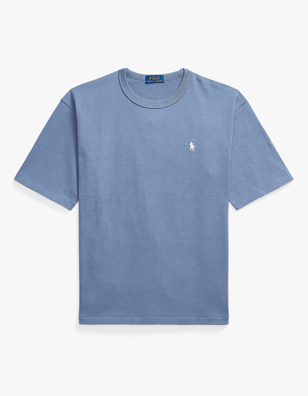 Short Sleeve Back Script T Shirt - Capri Blue