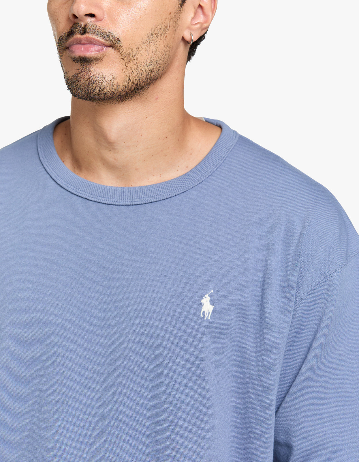 Short Sleeve Back Script T Shirt - Capri Blue
