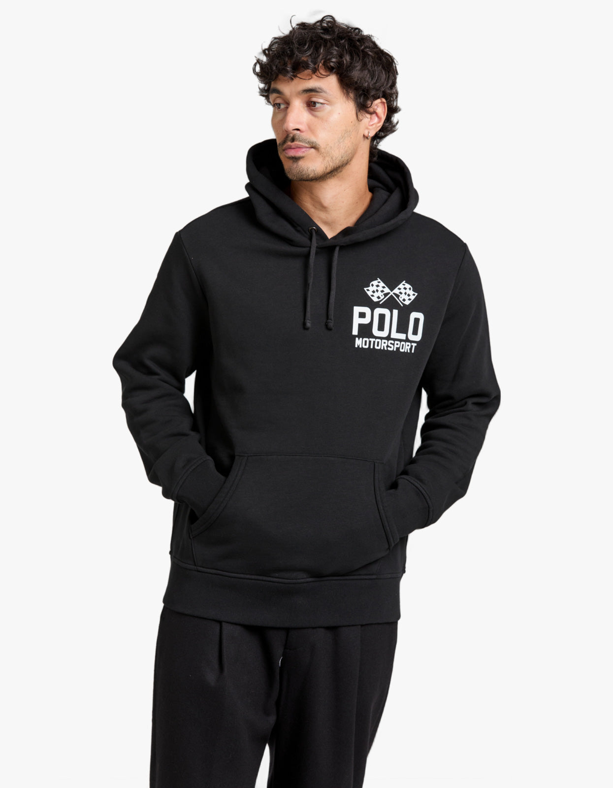 Slub Fleece Graphic Hoodie - Polo Black