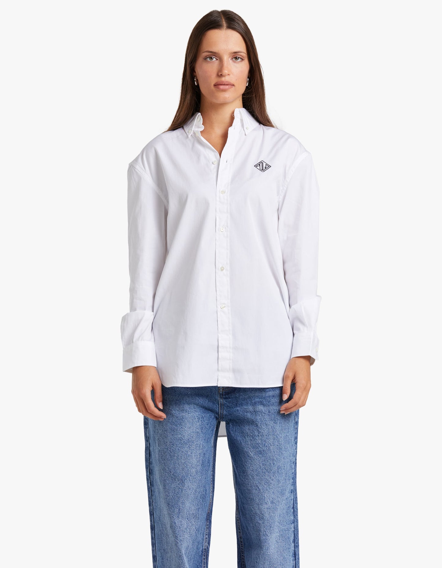 L/S Button Front Shirt - White