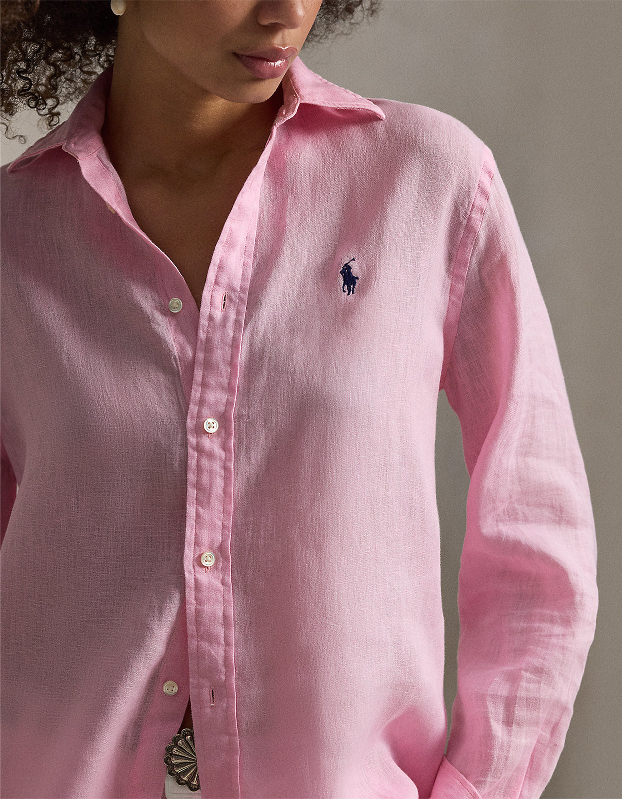 Classic Fit Linen Shirt - Carmel Pink