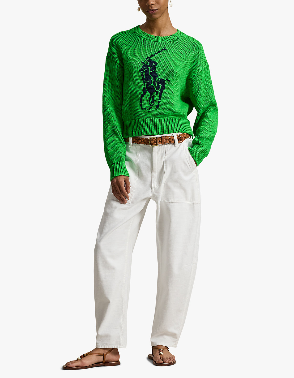 Big Pony Cotton Crewneck Sweater - Palm Green