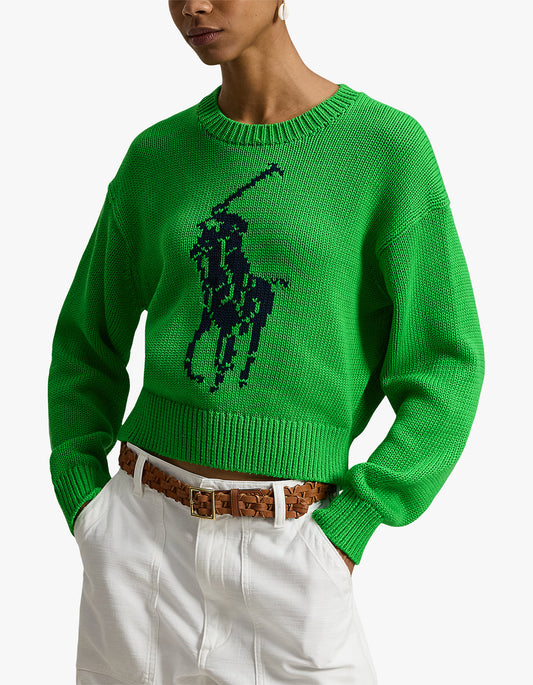 Big Pony Cotton Crewneck Sweater - Palm Green