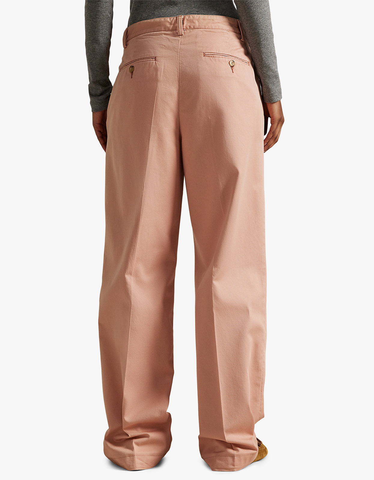 Pleated Cotton-Blend Relaxed Pant - Mauve
