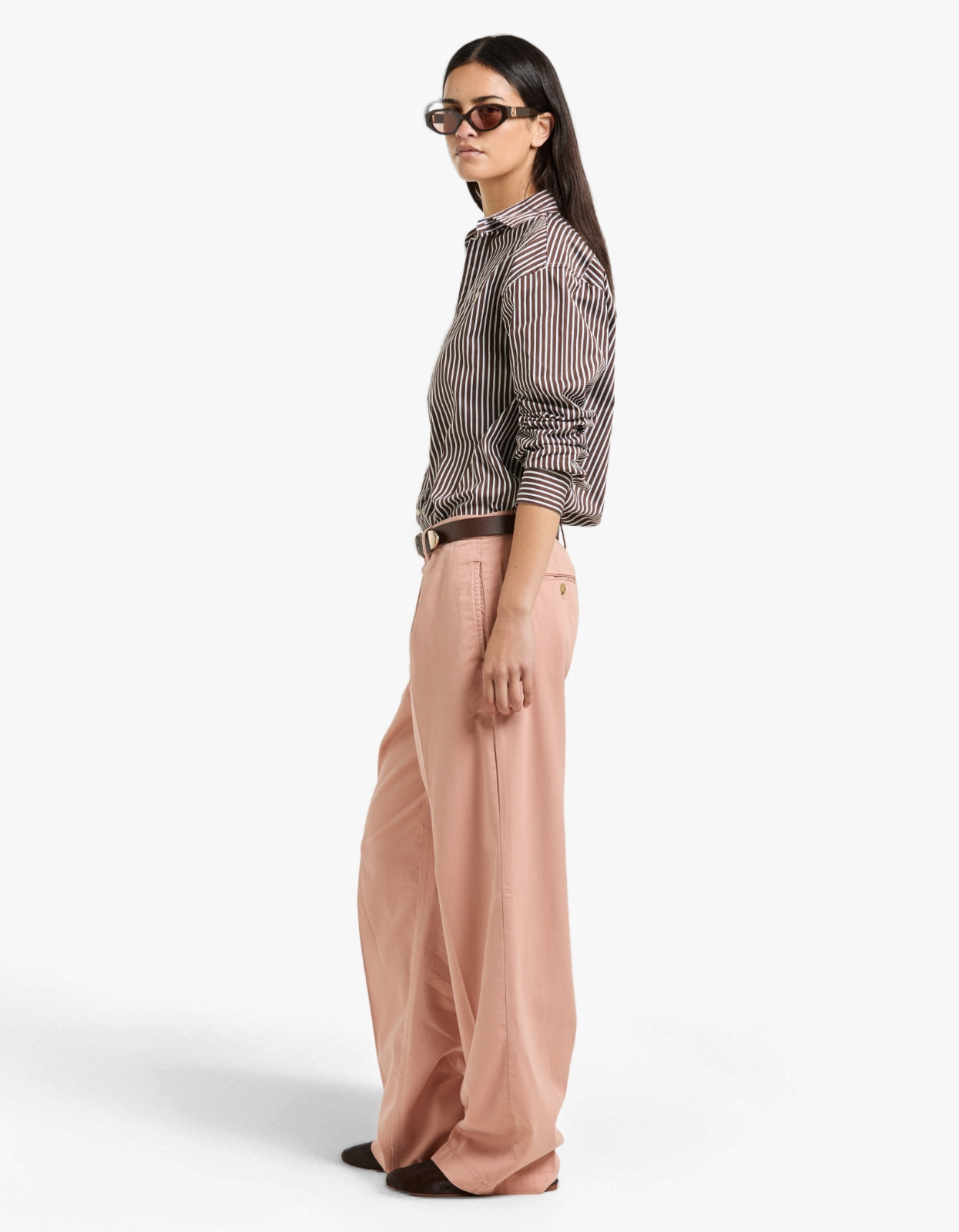 Ls Rmsy St Long Sleeve Blouse - Brown/White