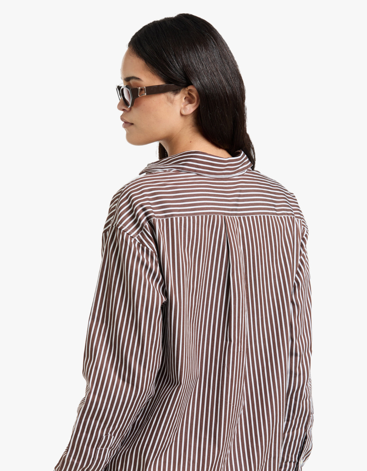Ls Rmsy St Long Sleeve Blouse - Brown/White