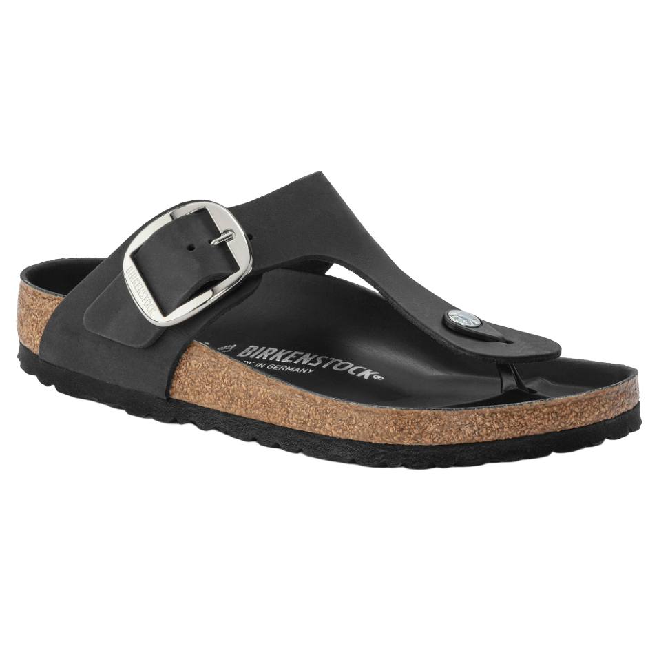 Birkenstock Women Gizeh Big Buckle Oiled Leather in Black