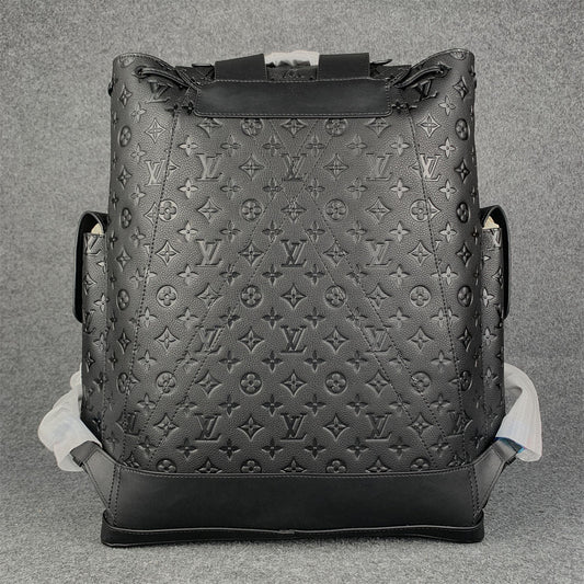 LV Black & Orange Taurillon Leather Monogram Christopher Backpack