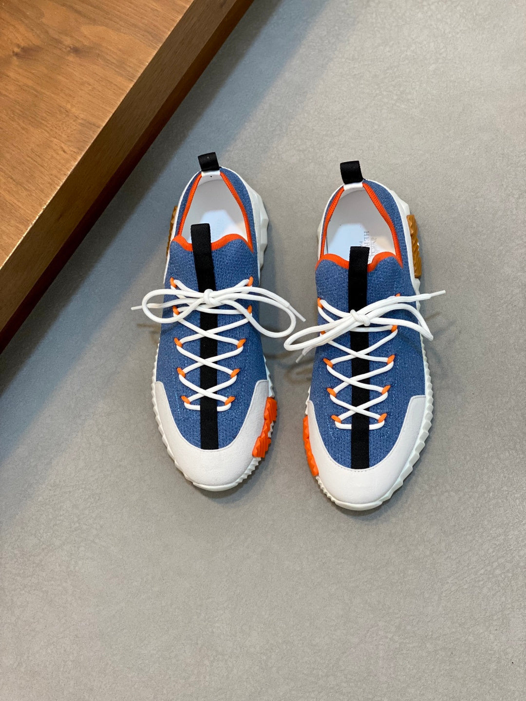 Hermès Suede and Denim Canvas Sneakers