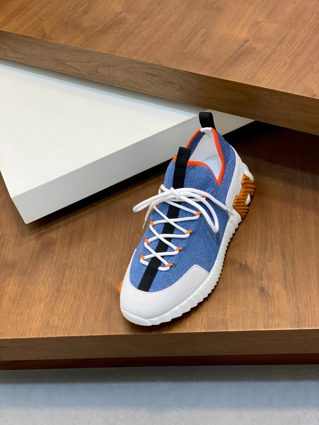Hermès Suede and Denim Canvas Sneakers