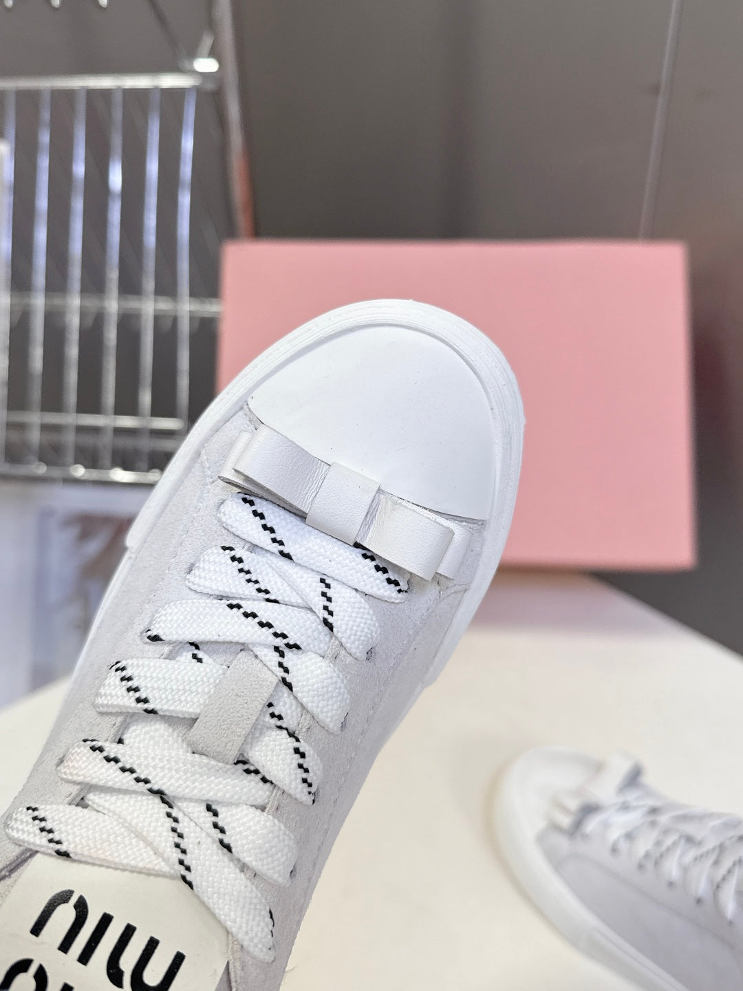 Miu Miu Distressed Retro Double Lace Sneakers
