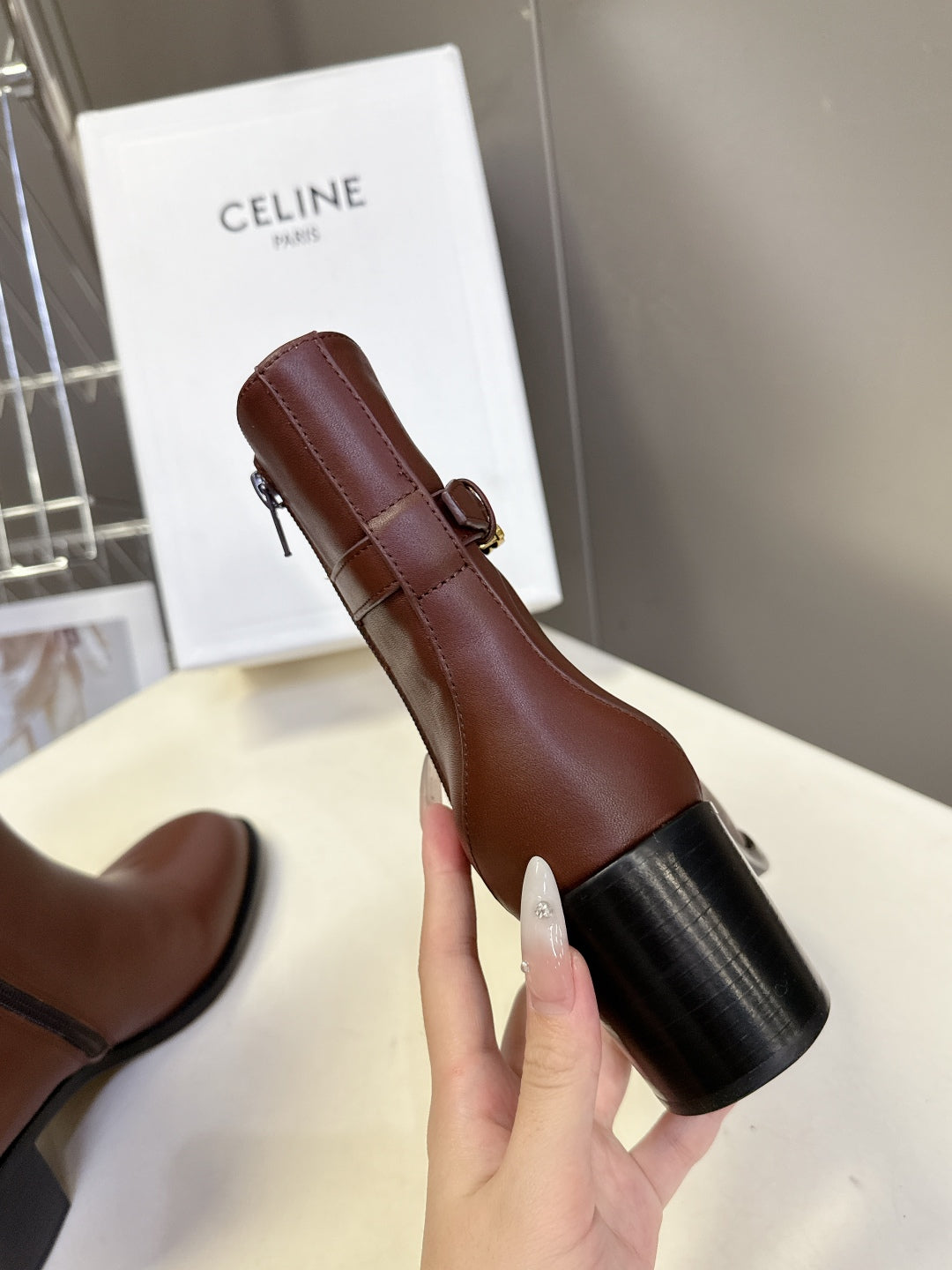 Celine Retro Triomphe Chunky Heel Ankle Boots – Autumn/Winter