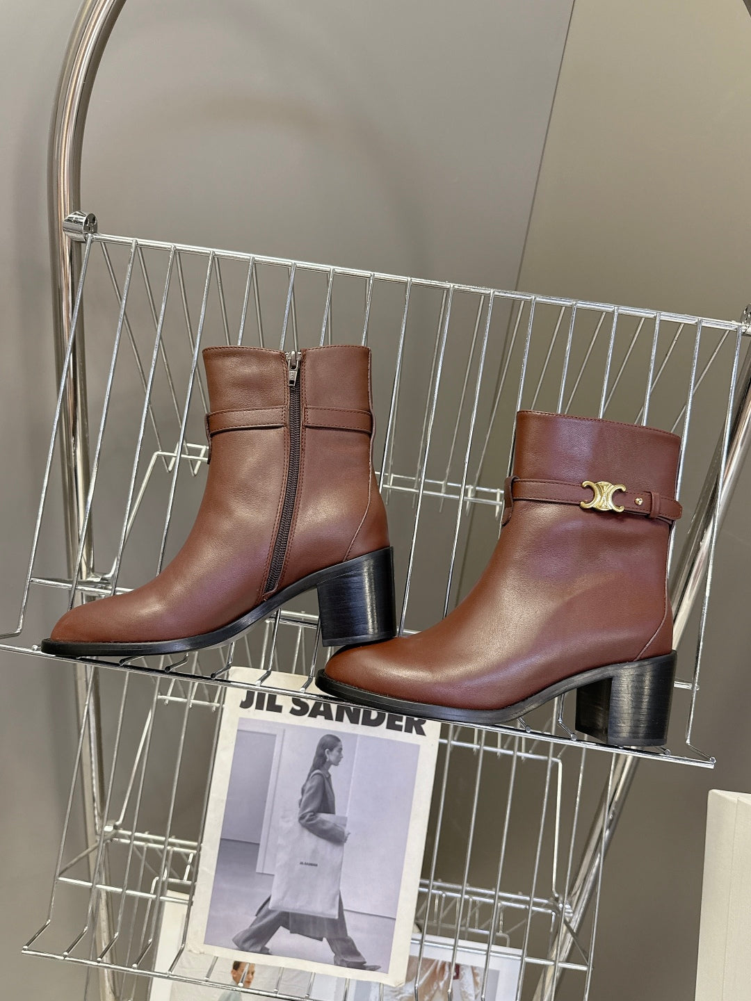Celine Retro Triomphe Chunky Heel Ankle Boots – Autumn/Winter