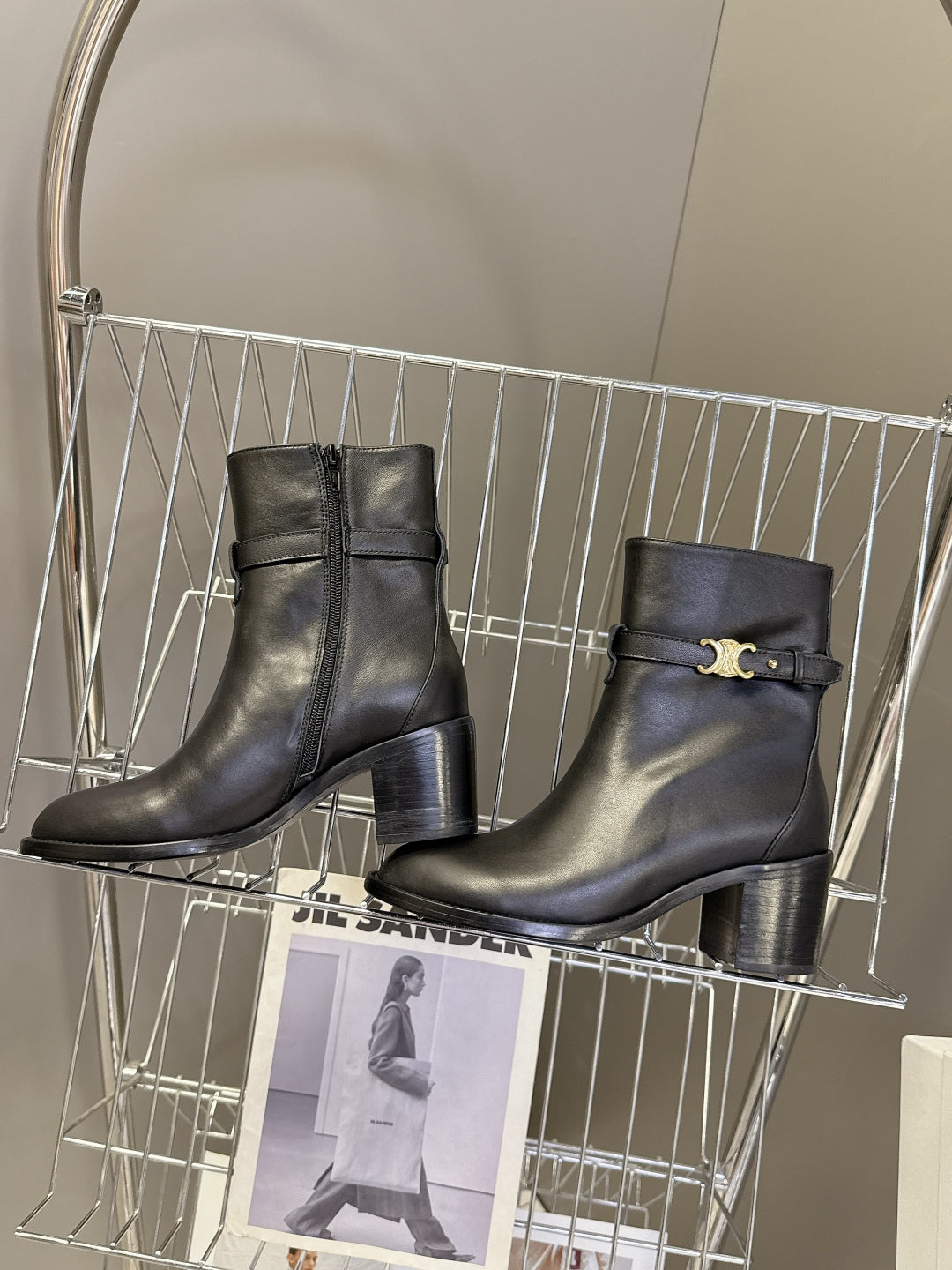 Celine Retro Triomphe Chunky Heel Ankle Boots – Autumn/Winter