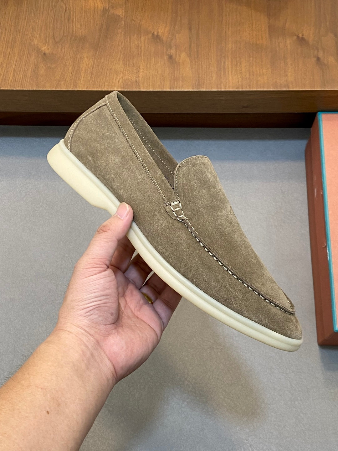 Loro Piana Suede Leather Slip-On Loafers