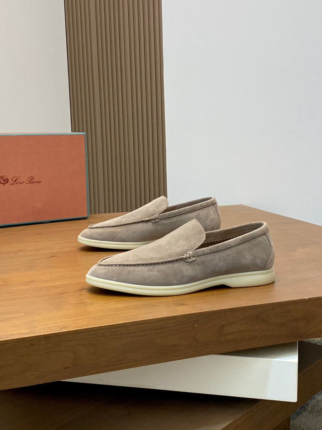 Loro Piana Suede Leather Slip-On Loafers