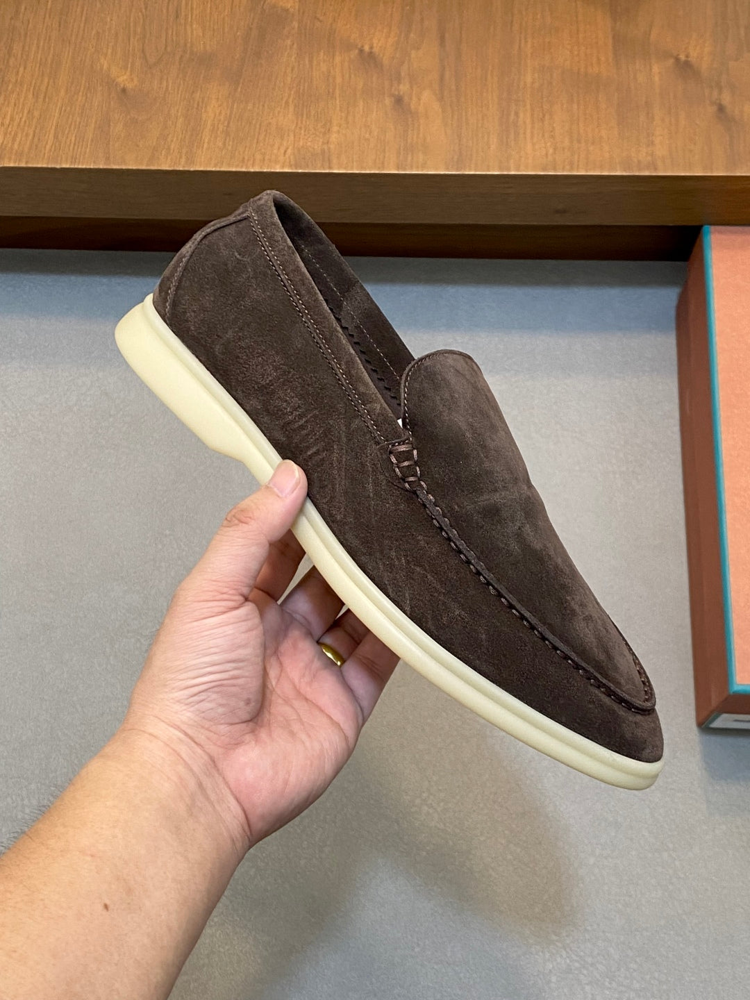 Loro Piana Suede Leather Slip-On Loafers
