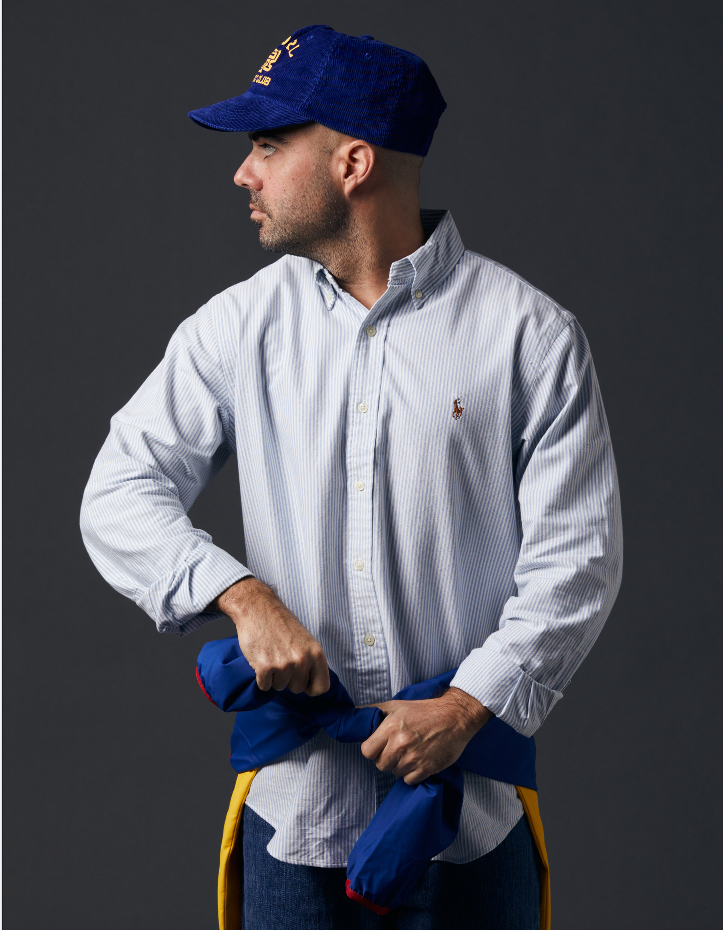 Custom Fit Oxford Shirt - Blue/White Stripe