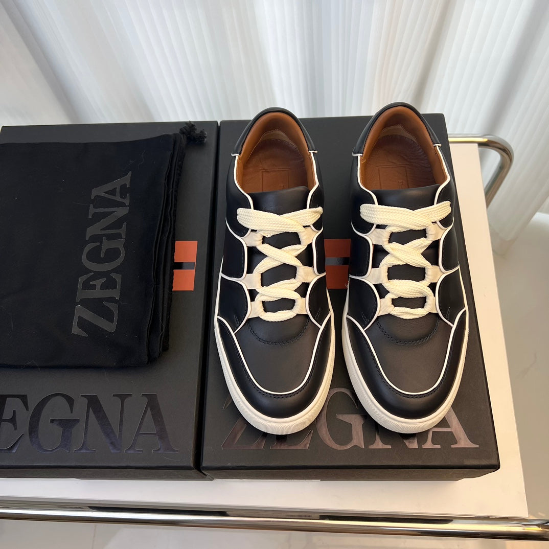 Zegna TIZIANO Calfskin Low-Top Sneakers