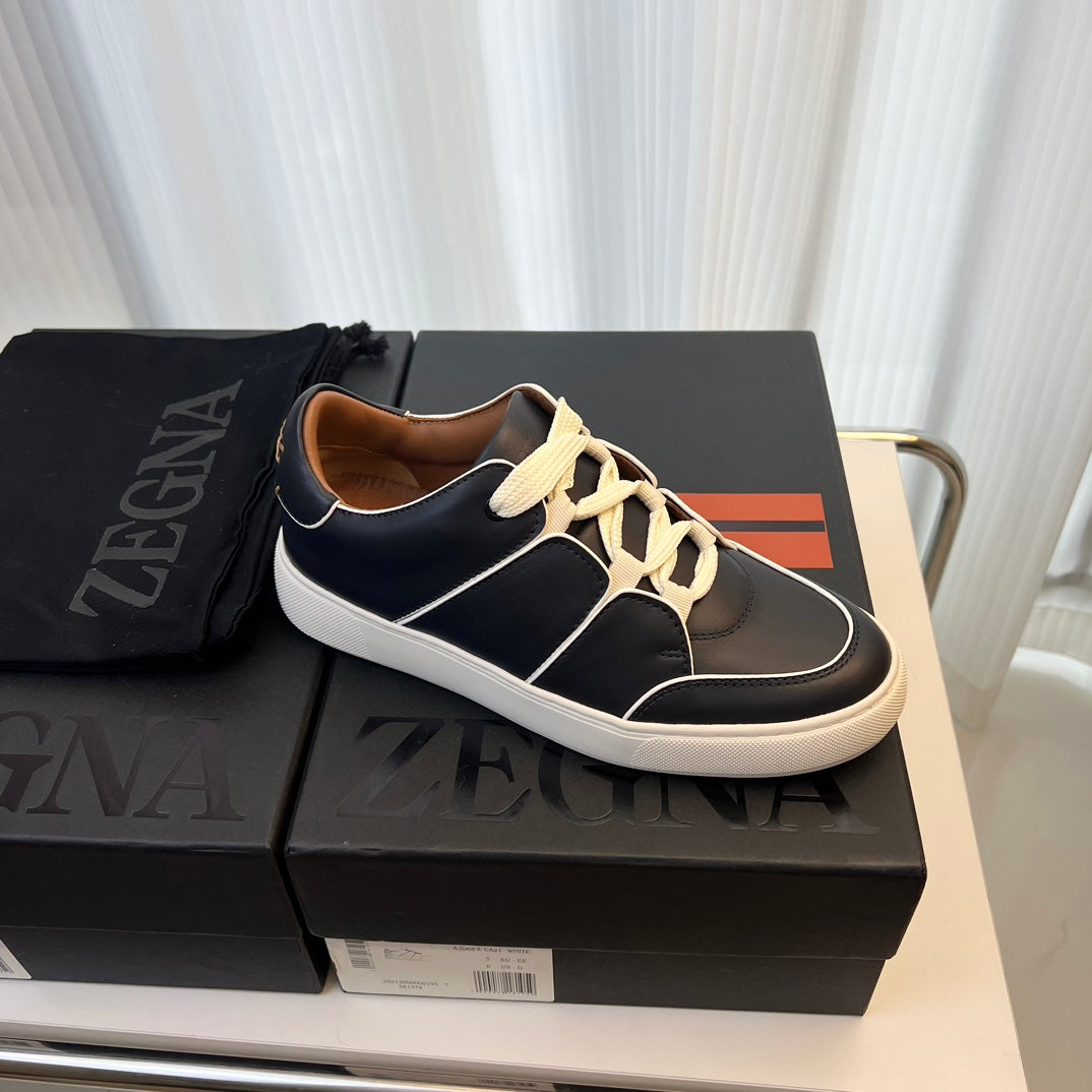 Zegna TIZIANO Calfskin Low-Top Sneakers