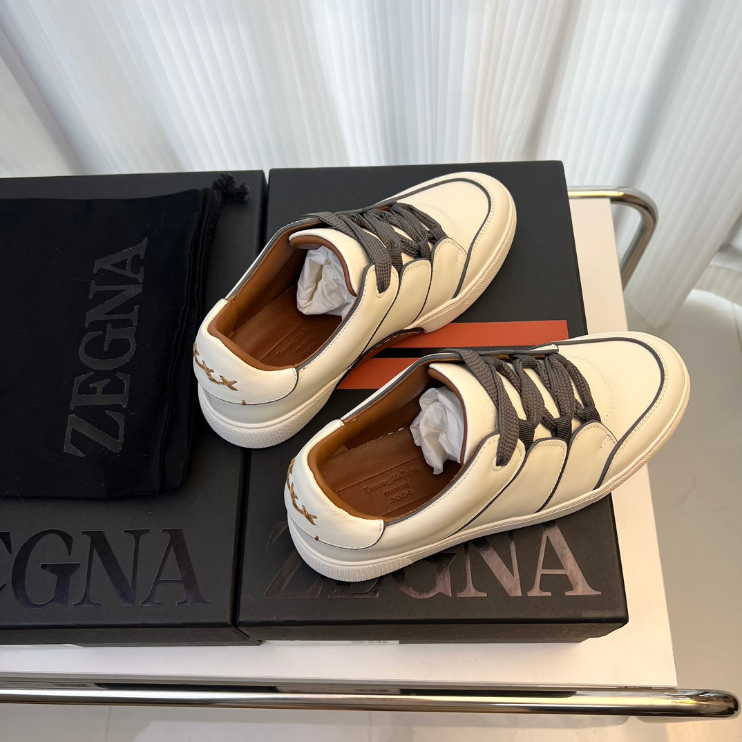 Zegna TIZIANO Calfskin Low-Top Sneakers