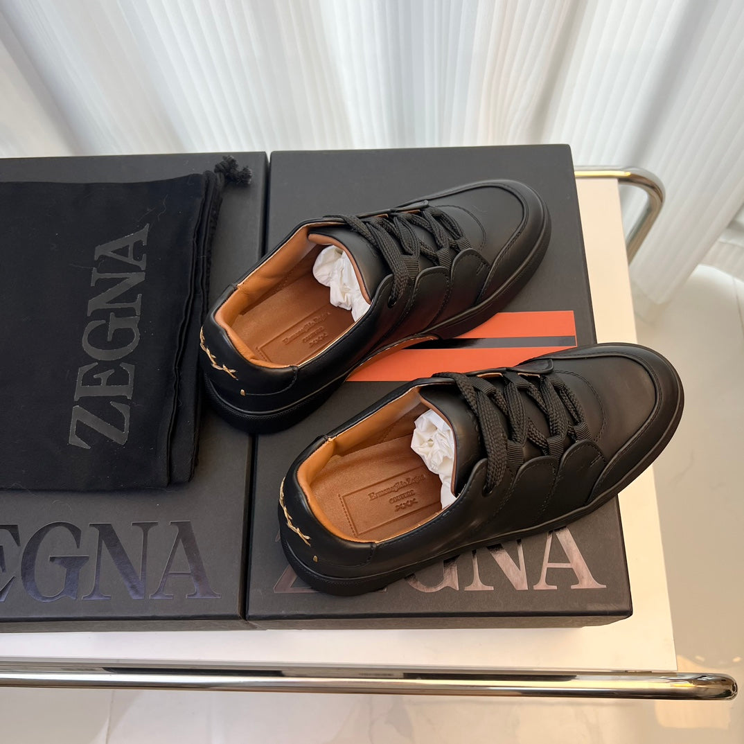 Zegna TIZIANO Calfskin Low-Top Sneakers