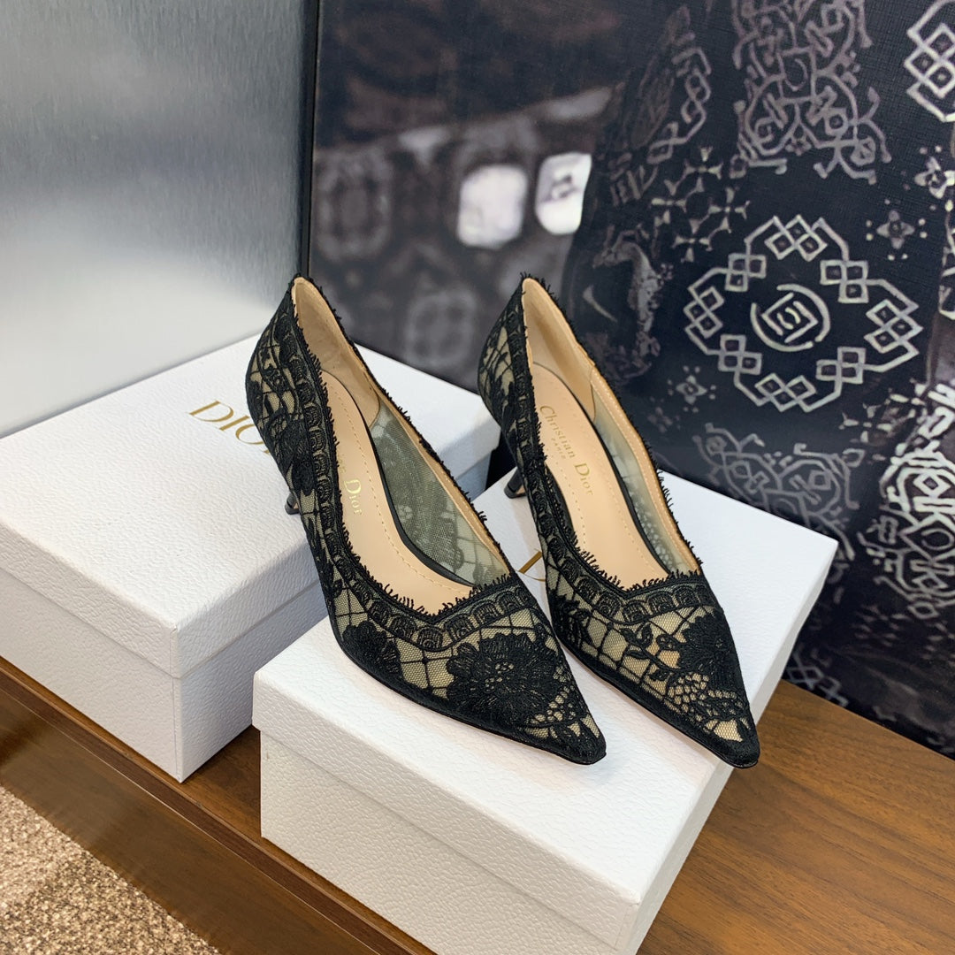 Dior CD Roses Jacquard Embroidery High-Heel Pumps – 2024 Spring/Summer Collection
