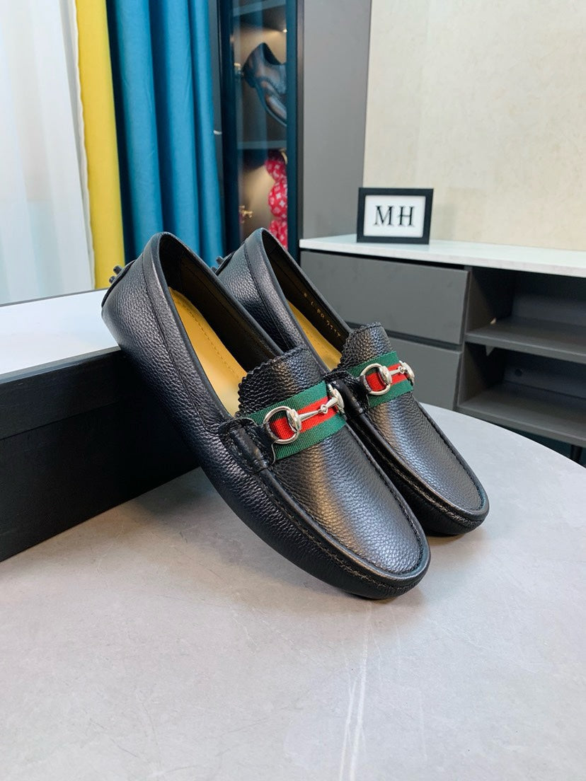 Gucci Men's Embossed Leather Driving Shoes