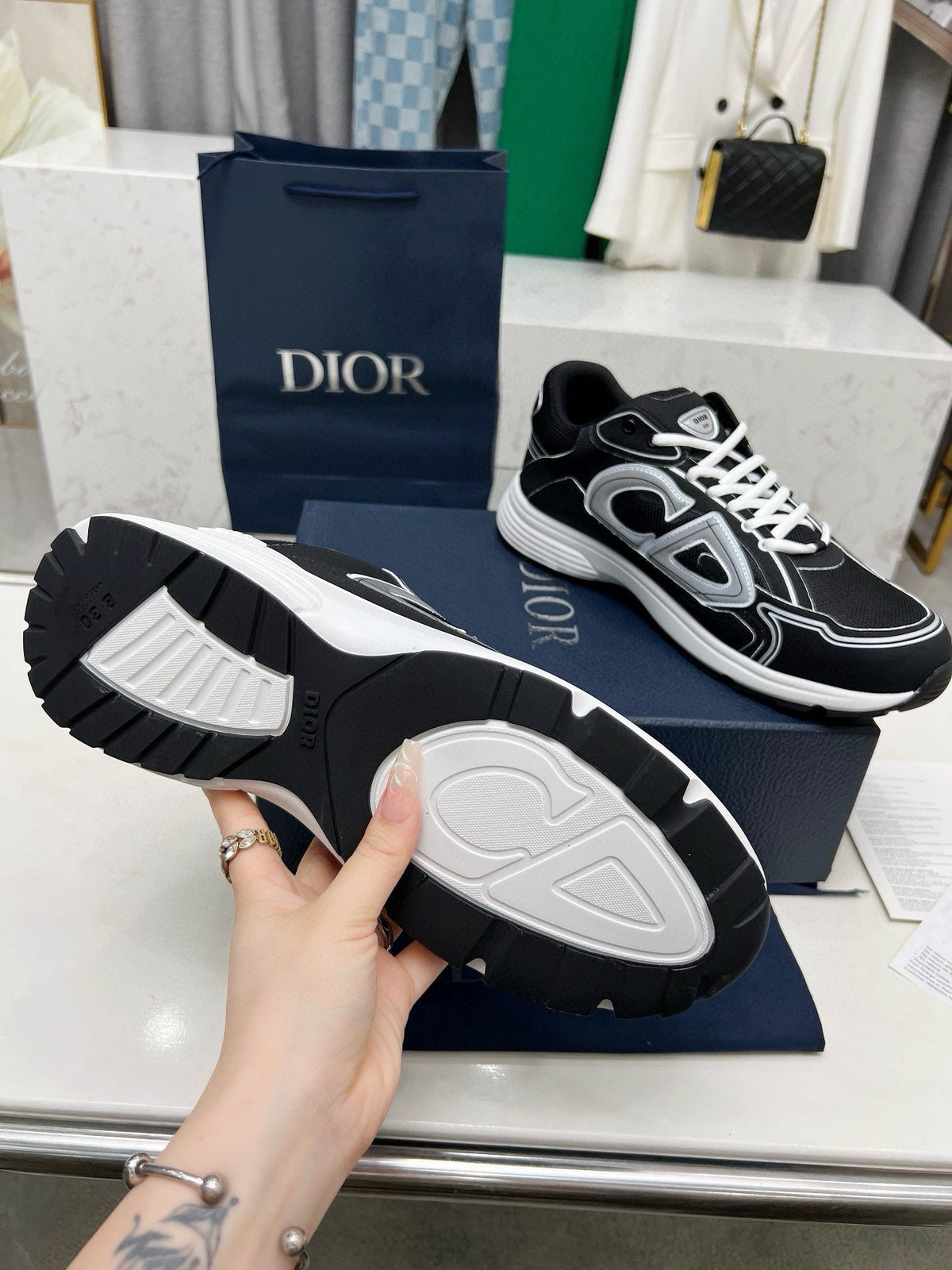 Dior B30 Unisex Mesh and Leather Sneakers